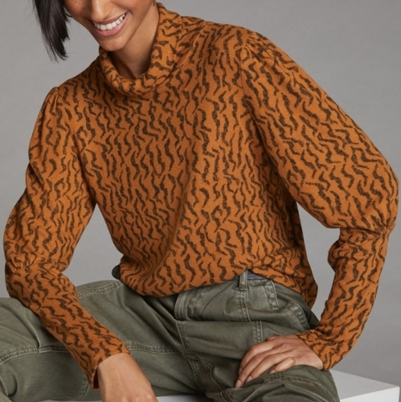 Anthropologie Puff-Sleeved Turtleneck Top XS - Picture 1 of 9
